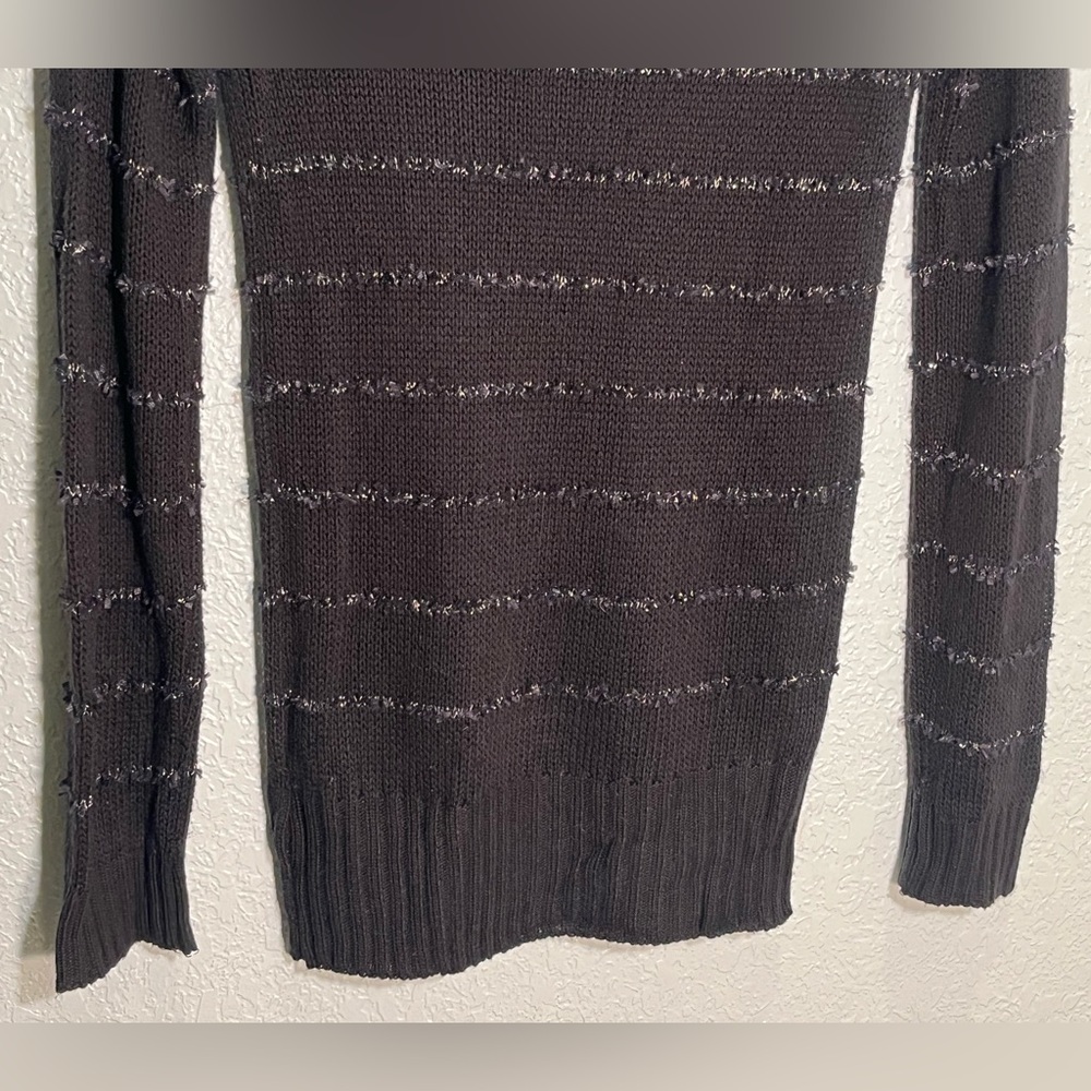 DOLLED UP by Fang Cute & Sexy Black Sweater w/Lace & Metallic Details Size S - Picture 2 of 10